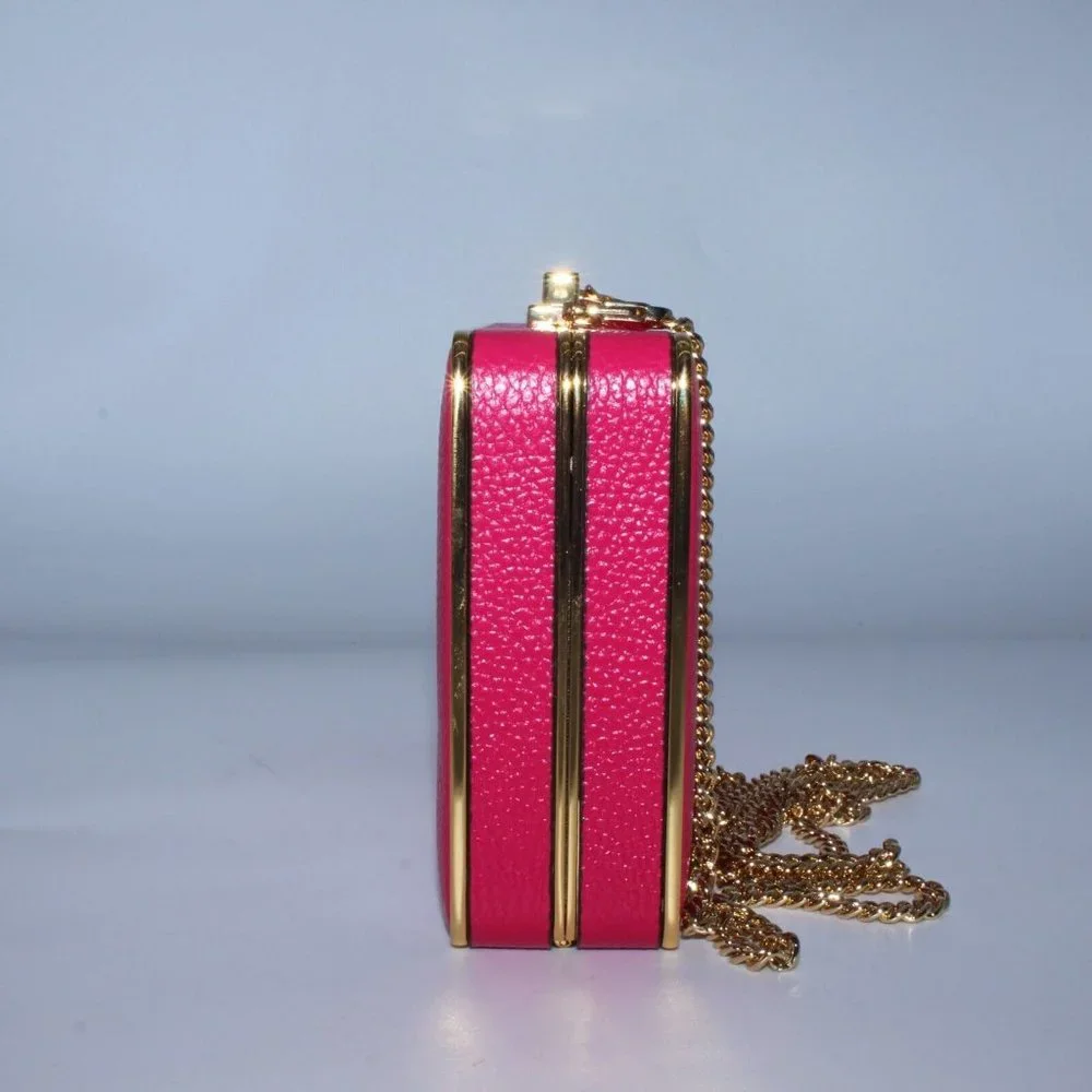 Michael Kors Cross Body Bag Satchel Purse Pink Leather Gold Hardware